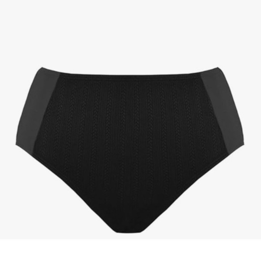 CUPSHE swim bottoms Black Texture High Waist Size Medium New